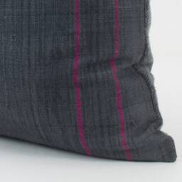 Vintage Hmong Pillow Cover - 20x20 Gray Pink Striped Cotton Cushion - thumbnail 3