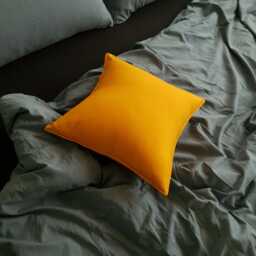 Honey Mustard Linen Throw Pillow Cover, Organic Pillowcase