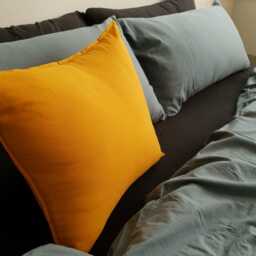 Honey Mustard Linen Throw Pillow Cover, Organic Pillowcase - thumbnail 3