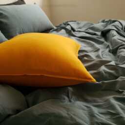 Honey Mustard Linen Throw Pillow Cover, Organic Pillowcase - thumbnail 2