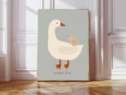 Cute Goose Nursery Print, Baby Art Unicorn Art, Whimsical Animal Girl's Room Decor, Kids Art Print, Love Quote - thumbnail 1