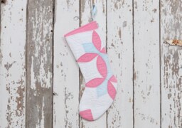 Vintage Flower Petal Quilt Christmas Stocking Hand-Stitched Heirloom - thumbnail 1