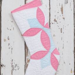Vintage Flower Petal Quilt Christmas Stocking Hand-Stitched Heirloom - thumbnail 2