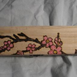 Cherry Blossom Pencil Box Wood Burning - thumbnail 2