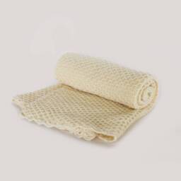 Alpaca Wool Baby Blanket, Christening Gift Shower Present, Knitted Neutral Gender, Newborn Plaid Handmade - thumbnail 3