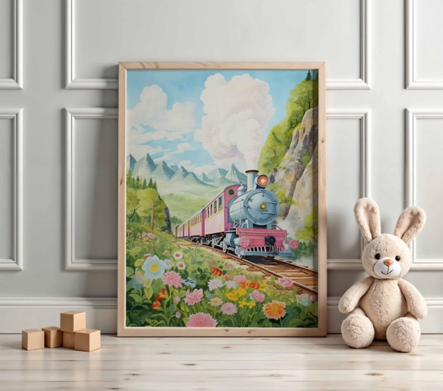 Train Print, Wall Art, Steam Poster, Boys & Girls Room Kids Decor, Playroom Decor - image 1
