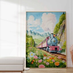 Train Print, Wall Art, Steam Poster, Boys & Girls Room Kids Decor, Playroom Decor - thumbnail 3