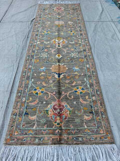 Handmade Wool Runner Rug Traditional Afghan Chobi Design, 8x2.6 Ft - image 1