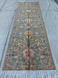 Handmade Wool Runner Rug Traditional Afghan Chobi Design, 8x2.6 Ft
