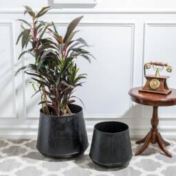 Large Planters Black Floor-Mounted/Xxl Metal Plant Pots For Plants & Trees Industrial Decor Statement - thumbnail 1