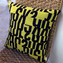 Letters - Mcm Decorative Throw Pillow Cover Sun Yellow Maharam Fabric Gunnar Aagaard Anderson - thumbnail 2