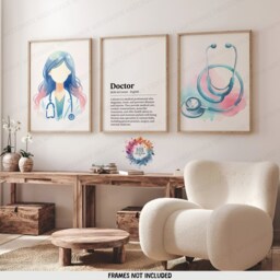 Doctor Definition Print Set - 3 Prints - Doctors Office Decor Medical Student Watercolour Artwork Dr Graduation Gifts Wall Art Poster - thumbnail 2