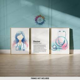 Doctor Definition Print Set - 3 Prints - Doctors Office Decor Medical Student Watercolour Artwork Dr Graduation Gifts Wall Art Poster - thumbnail 1
