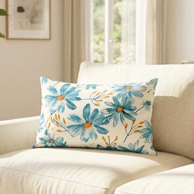 Pink Purple Floral Lumbar Cushion Cover, Rectangular Abstract Flower Pillow, Spring Decor, 9 Sizes - image 1