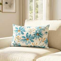Pink Purple Floral Lumbar Cushion Cover, Rectangular Abstract Flower Pillow, Spring Decor, 9 Sizes - thumbnail 1