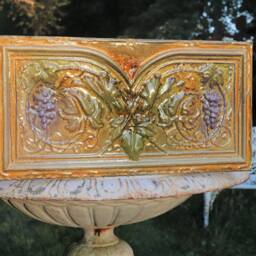 Sale Vintage Sculpture Unique Baroque X Ceiling Tin Tile Glazed Wood Collage Statement Victorian Edwardian Downton Abby Klimt Metal Wall Art - thumbnail 4