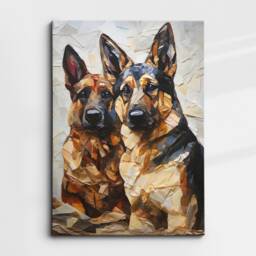 German Shepherds Fun Animal Dog Pet Lover Paper Mache Style Painting Wall Art Framed Canvas Poster Print Home Kitchen Living Room Decor Gift - thumbnail 3