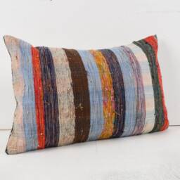 Handwoven Turkish Kilim Lumbar Pillow Bohemian Home Decor - 16x24 Inch - thumbnail 2