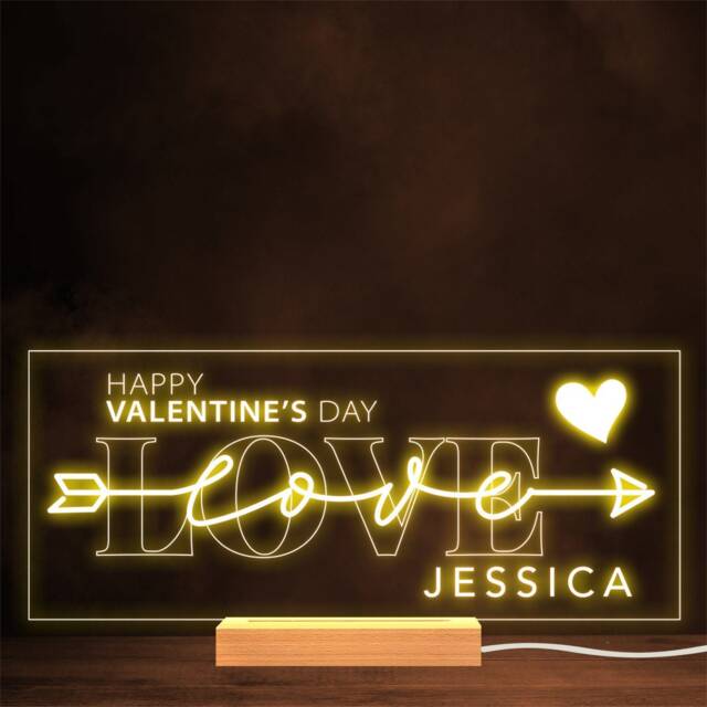 Love Arrow Happy Valentine's Day Heart Personalised Gift Warm Lamp Night Light - image 1