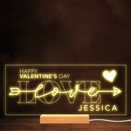 Love Arrow Happy Valentine's Day Heart Personalised Gift Warm Lamp Night Light - thumbnail 1