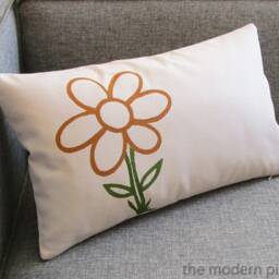 Burnt Sienna Animated Flower Decorative Throw Pillow Cover/Case Cushion Cotton 12x20 - thumbnail 2