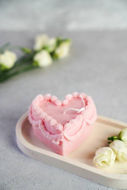 Heart Cake Candle Handcrafted Soy Wax Candle Gift - image 1