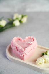 Heart Cake Candle Handcrafted Soy Wax Candle Gift - thumbnail 1
