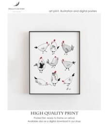 Chicken Art Print Limited Edition Farmhouse Cottage Decor Nursery Gift A4, 8x10 - thumbnail 1