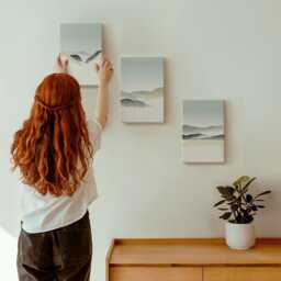 Canvas Wall Art Set Of 3 - Minimalist Mountains in Delicate Pastels, Blue Art, Landscapes Hanging Piece - thumbnail 3