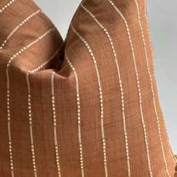 Vintage Hmong Hemp Lumbar Pillow Brown Striped Boho Decor - thumbnail 3