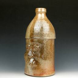 "Thoughtful Face Jug ""Will"" - Vase Gold Luster Shino Stoneware 9.5"" X 4.5"" 5" - thumbnail 3