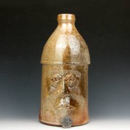 "Thoughtful Face Jug ""Will"" - Vase Gold Luster Shino Stoneware 9.5"" X 4.5"" 5" - thumbnail 2
