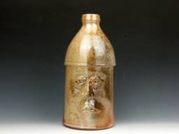 "Thoughtful Face Jug ""Will"" - Vase Gold Luster Shino Stoneware 9.5"" X 4.5"" 5" - thumbnail 1