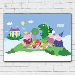 Peppa Pig Print - & Family Fairytale Picnic Scene Poster Wall Art - thumbnail 3