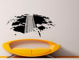 Tire Tracks Wall Decal Vinyl Sticker Bike Dirty Garage Interior Home Art Decor - 15B1K - thumbnail 1