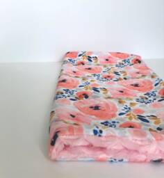 Pink Flower Cuddle Blanket, Boy Minky Blankie, Lovey, Baby New Gift, Blanket, New Girl - thumbnail 1