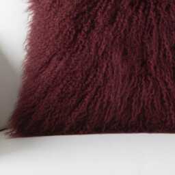Burgundy Mongolian Sheepskin Fur Cushion Made To Order Custom Sizes Double/Single Sided - thumbnail 3
