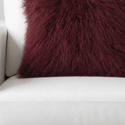 Burgundy Mongolian Sheepskin Fur Cushion Made To Order Custom Sizes Double/Single Sided - thumbnail 2