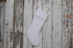 Vintage White Quilted Christmas Stocking Hand Stitched Bridal Quilt - thumbnail 1