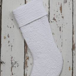 Vintage White Quilted Christmas Stocking Hand Stitched Bridal Quilt - thumbnail 2
