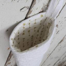 Vintage White Quilted Christmas Stocking Hand Stitched Bridal Quilt - thumbnail 3