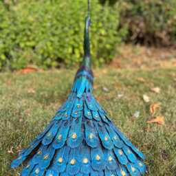Tail Down Decorative Peacock Bird Animal Metal Garden Giftware Ornament - thumbnail 4