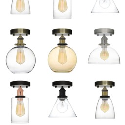 Glass Shade Flush Mount - Mix & Match Design Your Own Cone Industrial Ceiling Lighting Semi Fixtures Led - thumbnail 2