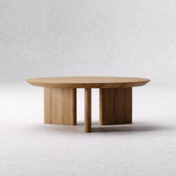 Round Coffee Table - Modern Coffee Table Solid Wood Minimalist Oak Scandi - thumbnail 2