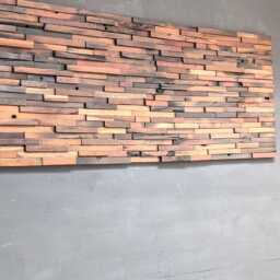 Wood Wall Art Panels Reclaimed Mosaic Handmade Hanging - thumbnail 2