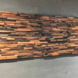 Wood Wall Art Panels Reclaimed Mosaic Handmade Hanging - thumbnail 3