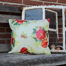 Oilcloth Cushion Pomegranate & Poinsettia - in 3 Sizes Christmas Decoration Outdoor For Balcony & Garden - thumbnail 3