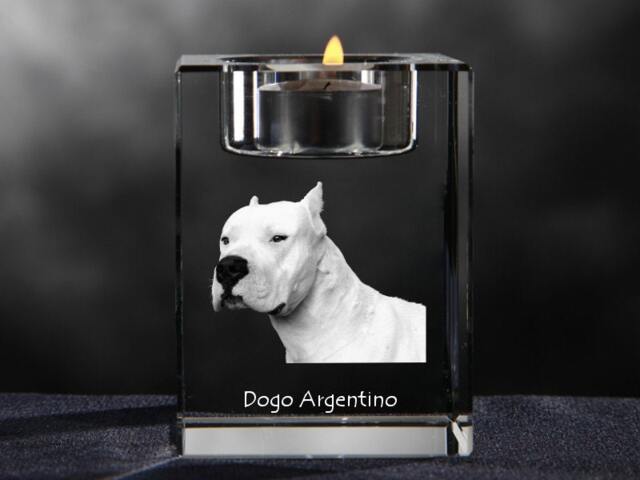 Argentine Dogo, Crystal Candlestick With Dog, Souvenir, Decoration, Limited Edition, Collection - image 1