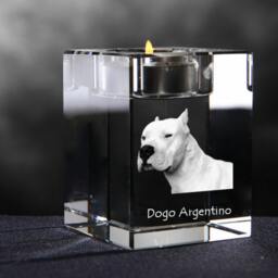 Argentine Dogo, Crystal Candlestick With Dog, Souvenir, Decoration, Limited Edition, Collection - thumbnail 2