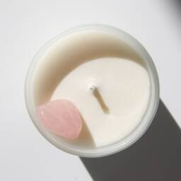 Rose Quartz July Birthstone Candle, Birthday Gift, Soy Wax Handmade Crystal Candle - thumbnail 2